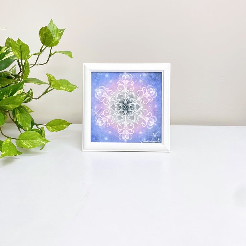 パステル曼荼羅アート│雪の花（ハート）紫×ピンク（原画15×15