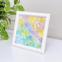 パステルアート│花と妖精～オーロラ～（原画15×15㎝）