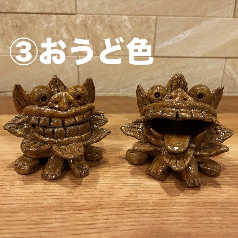 【沖縄シーサー】2体セット　箱付き 沖縄シーサー】2体セット 箱付き 琉球ブルーシーサー プレミアム