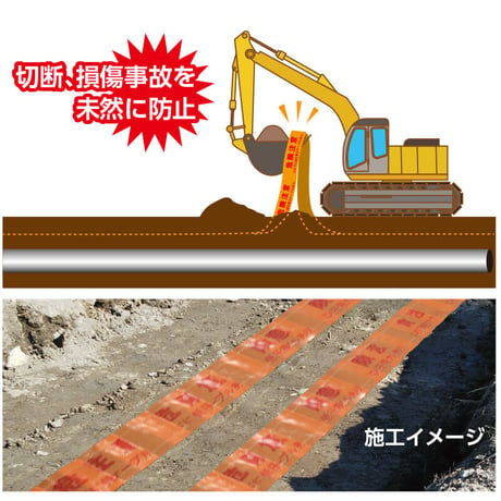 埋設表示シート【低圧用】 幅150mm×長さ50m
