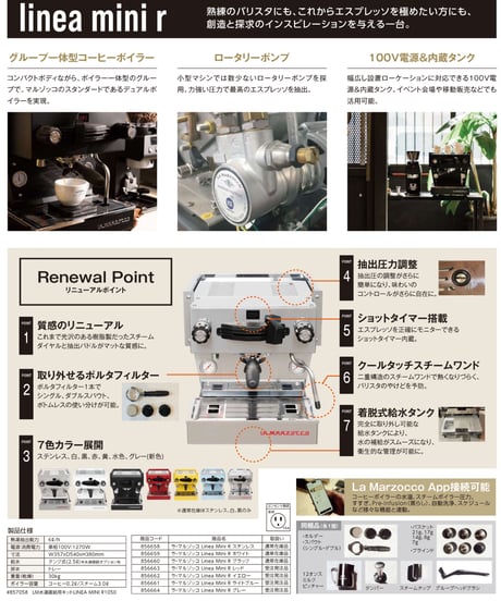 La Marzocco Linea Mini R（ラ・マルゾッコ　リネア・ミニR）  単相100v 1gr タンク | エスプレッソマシン　バリスタ研修付き