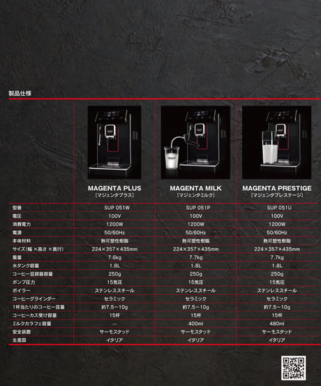 GAGGIA（ガジア）MAGENTA PRESTIGE　マジェンタ プラス　全自動エスプレッソマシン（100Vタンク式）