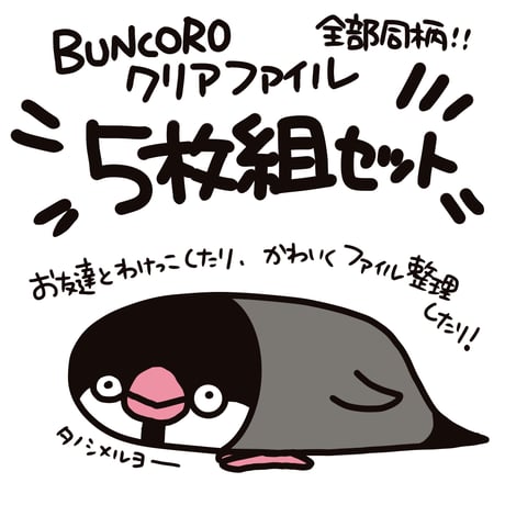 BUNCORO 桜文鳥クリアファイル 同柄5枚組