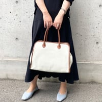 Large Handle Bag [White×Caramel]