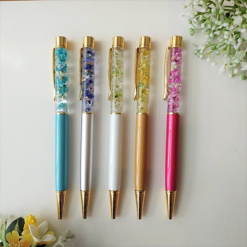 【プリズム】　レジン　ハンドメイド　ボールペン　G2　ゴールド レジンのボールペン(ライトブルー)＠ハンドメイド | Primrose Shop