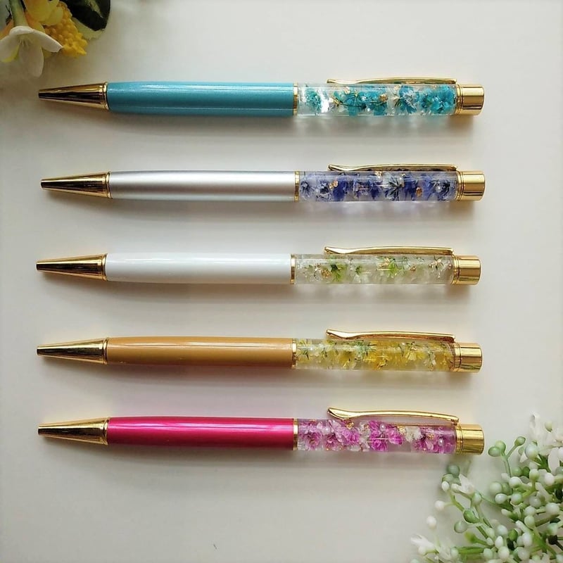 【プリズム】　レジン　ハンドメイド　ボールペン　G2　ゴールド レジンのボールペン(ライトブルー)＠ハンドメイド | Primrose Shop