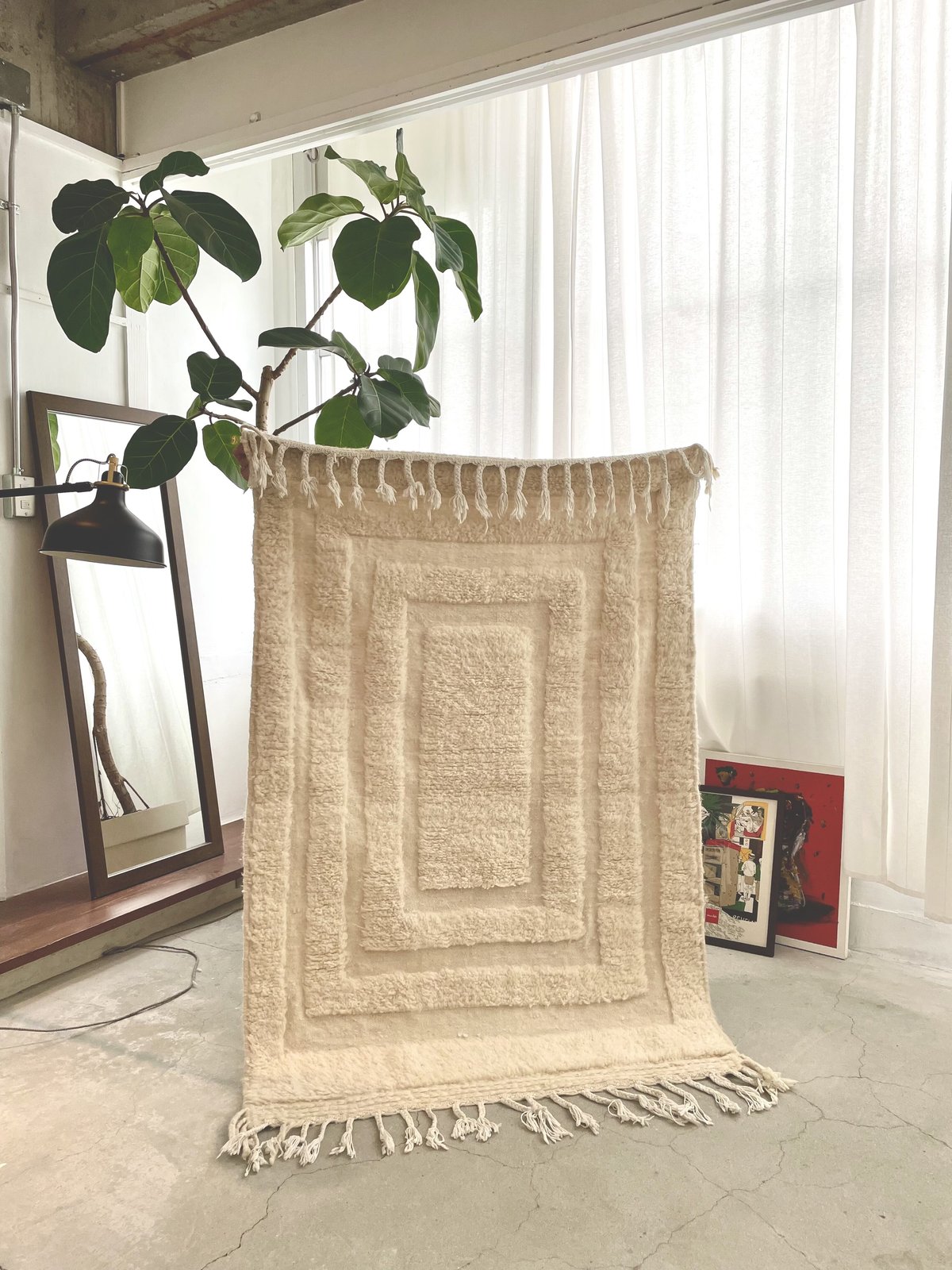 モロッコラグ ベニワレンラグ モロッコ製 ブジャドラグ アイボリー系