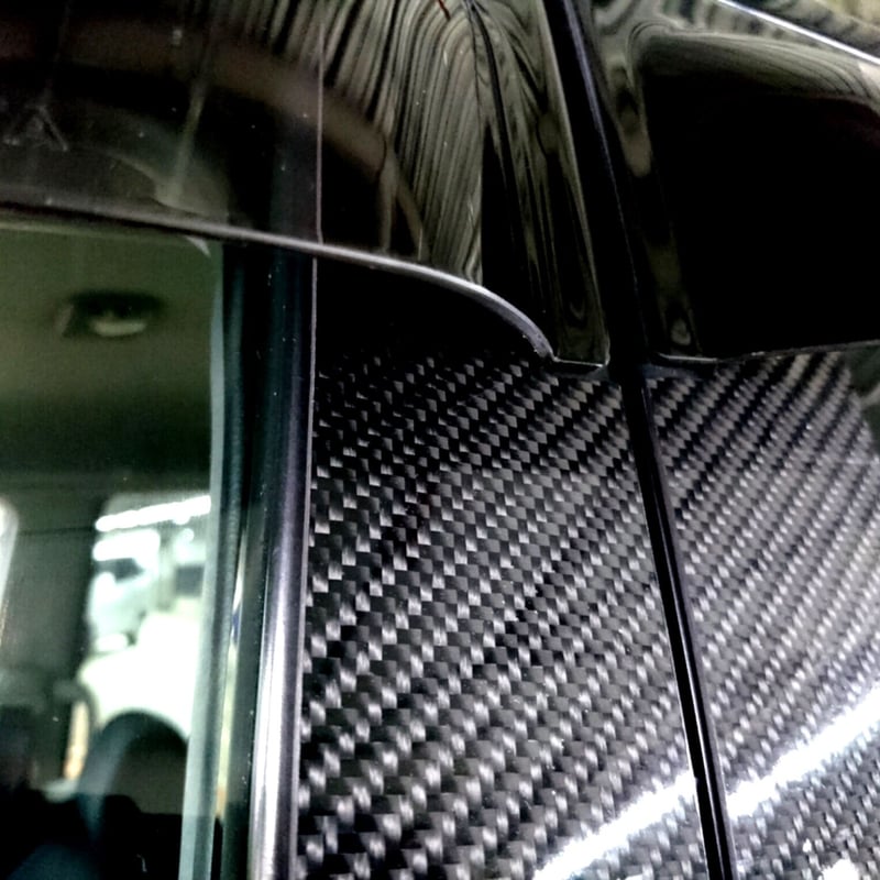 タント L375S/385S型 10pフルセット 4Dブラックカーボンピラー ダイハツ L375系 タント【リアルカーボン／綾織りブラック】ピラー