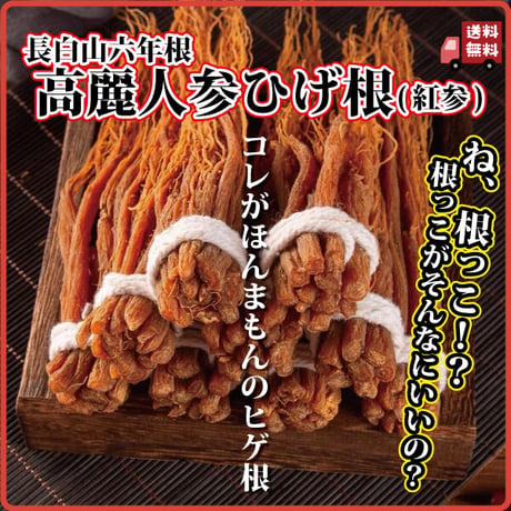 高麗人参 ひげ根 100g 6年根 紅参 長白山 高麗人参酒 高麗人参茶 参鶏湯や漢方スープにも サポニン 食欲増進 美容 リフレッシュ 長寿薬膳堂