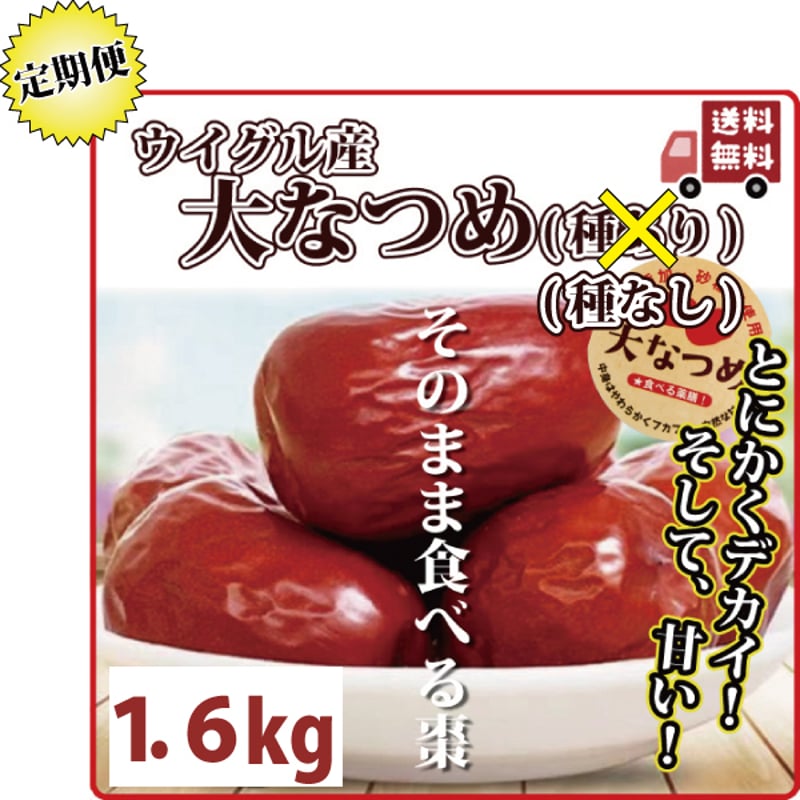 特大 なつめ 種抜き 1.6kg 定期便 棗 ナツメ 手のひらサイ ズの大