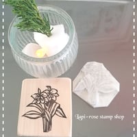 カトレアのスタンプ　取っ手つき　手彫り　消しゴムはんこ