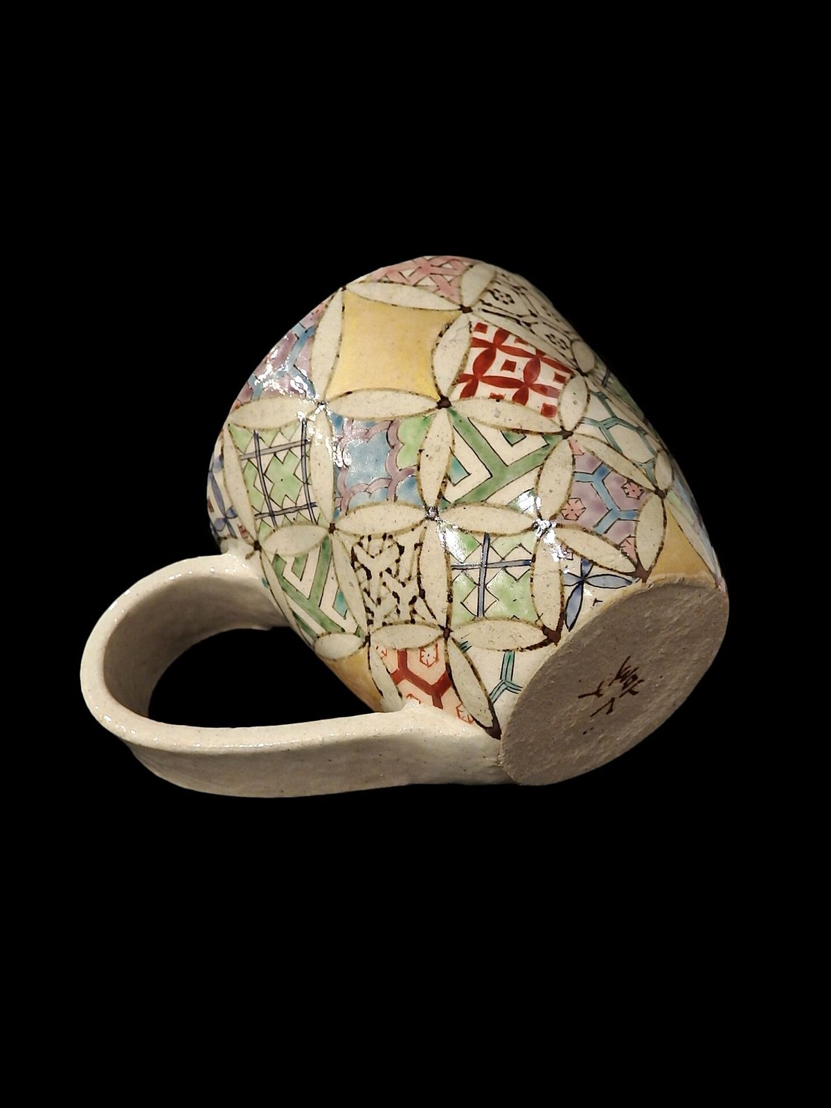 川合敦子（光石銘）赤濃古紋絵皿（一点物） 川合敦子（光石銘）赤濃古紋絵皿（一点物）