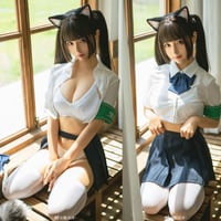 生徒会長の秘密 超エロ尻出しのバックオープンJK風コスプレ6点セット【月神ニャ】NO.151