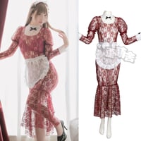 エレガントな透け透けマーメイドライン総レースメイド服【歪萌舍】NO.051