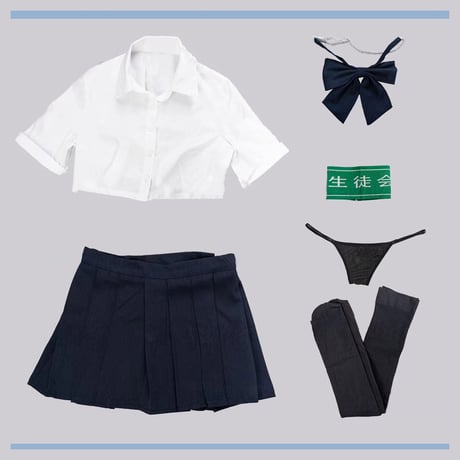 生徒会長の秘密 超エロ尻出しのバックオープンJK風コスプレ6点セット【月神ニャ】NO.151