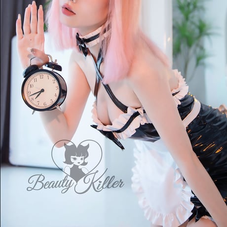 英国風エナメルメイド服 バックオープンミニ丈メイドコスプレ【BeautyKiller】NO.080