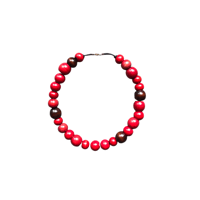 wood beads necklace wine×dark brown