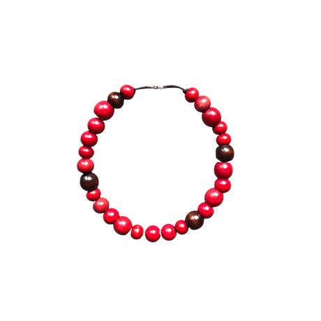 wood beads necklace wine×dark brown
