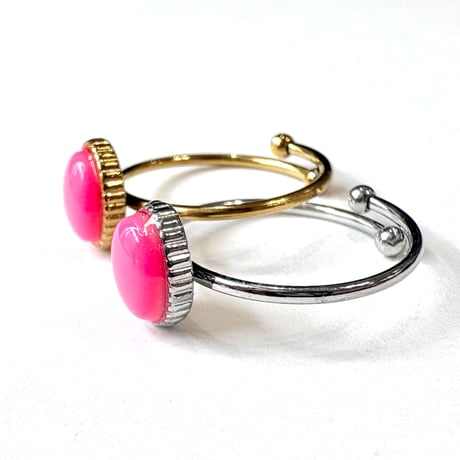 NEON PINK COLOR×OVAL OVERLAP RING