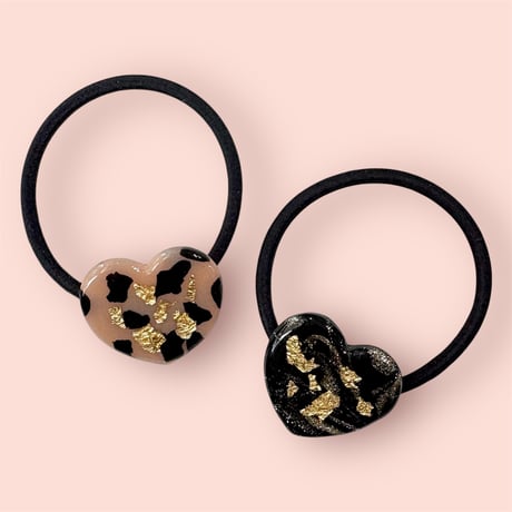 ꫛꫀꪝ⑅‪‪❤︎‬ダブルハートフロラルレジンヘアゴム‪‪❤︎‬⑅BL‬‬‬‬