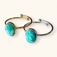 MIX TURQUOISE COLOR×OVAL OVERLAP RING