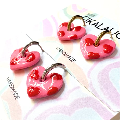 PINK&RED×HEART ピアス