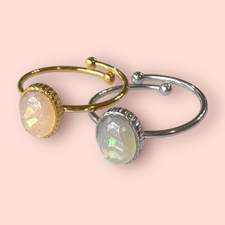 HOLOGRAM×OVAL OVERLAP RING