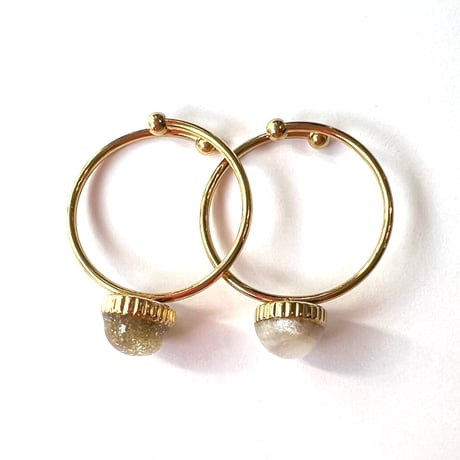 GLITTER×OVAL OVERLAP RING