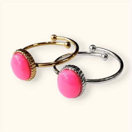 NEON PINK COLOR×OVAL OVERLAP RING