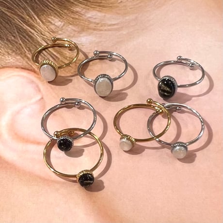 GLITTER×OVAL OVERLAP RING