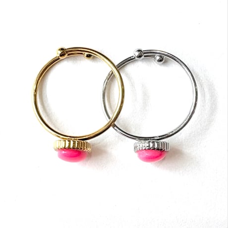NEON PINK COLOR×OVAL OVERLAP RING
