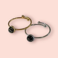 BLACK GOLD GLITTER×TINY OVERLAP RING