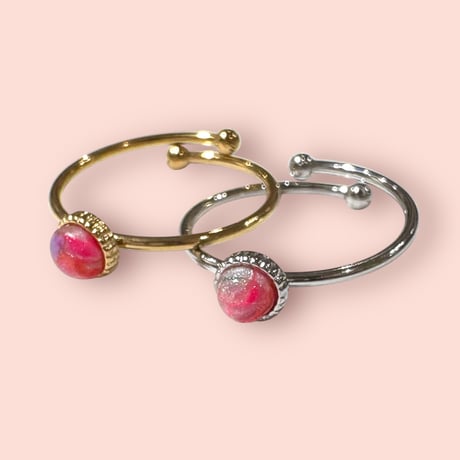 PINK MIX×TINY OVERLAP RING | FIKALAUGH