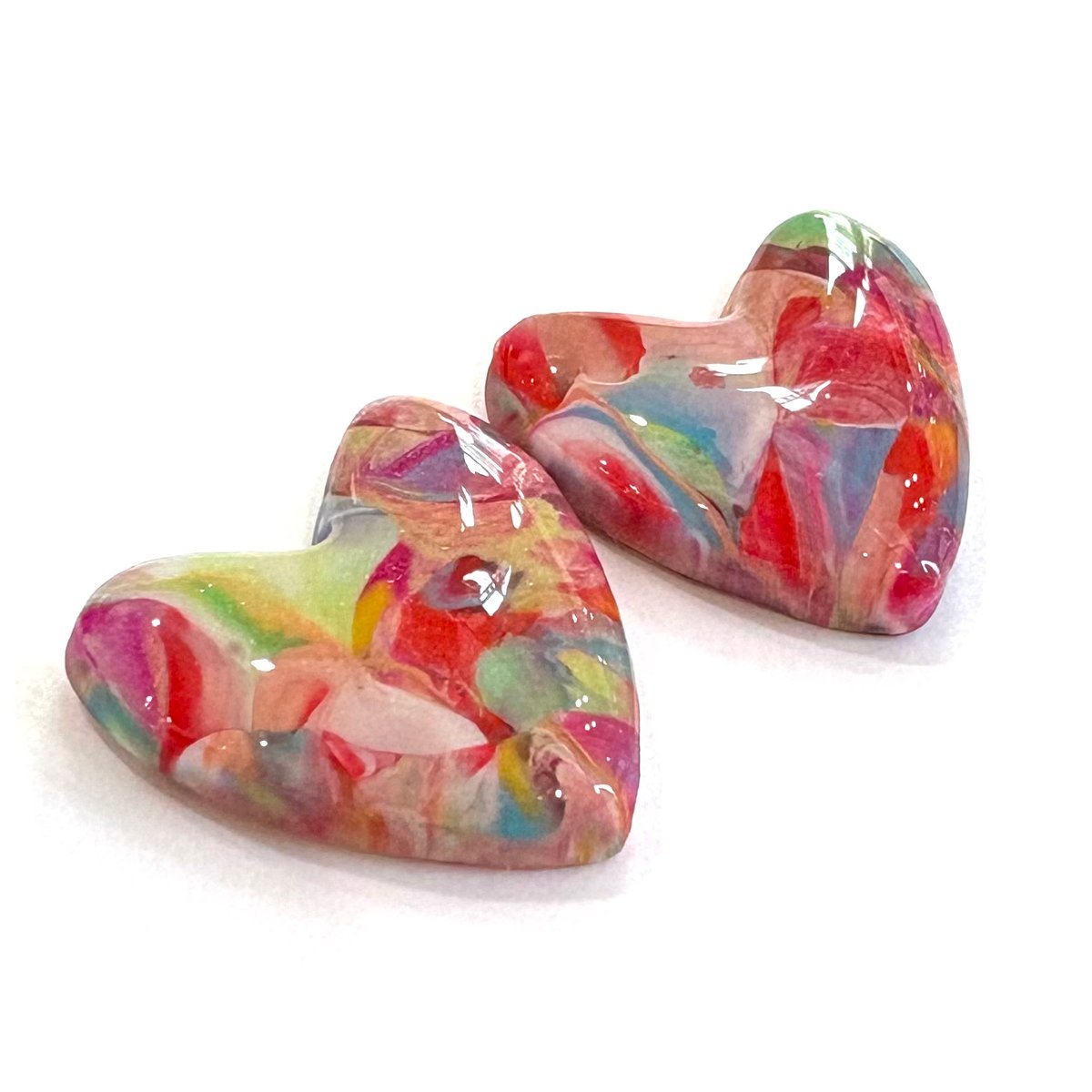 COLORFUL MARBLE×HEART STUD ピアス/イヤリング | FIKALAUGH