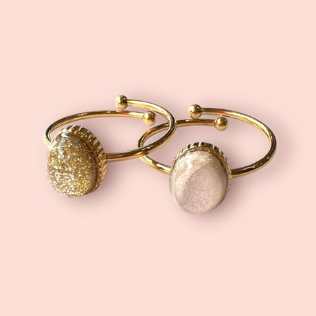GLITTER×OVAL OVERLAP RING