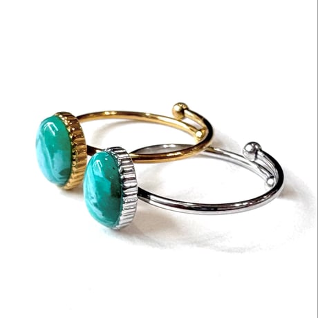MIX TURQUOISE COLOR×OVAL OVERLAP RING