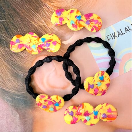 MOKUMOKU×YELLOW COLORFUL HEART HAIR CLIP