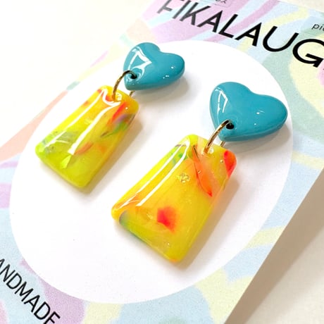 SKY BLUE×YELLOW TRAPEZ ピアス