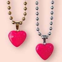PINK GLITTER×HEART PENDANT