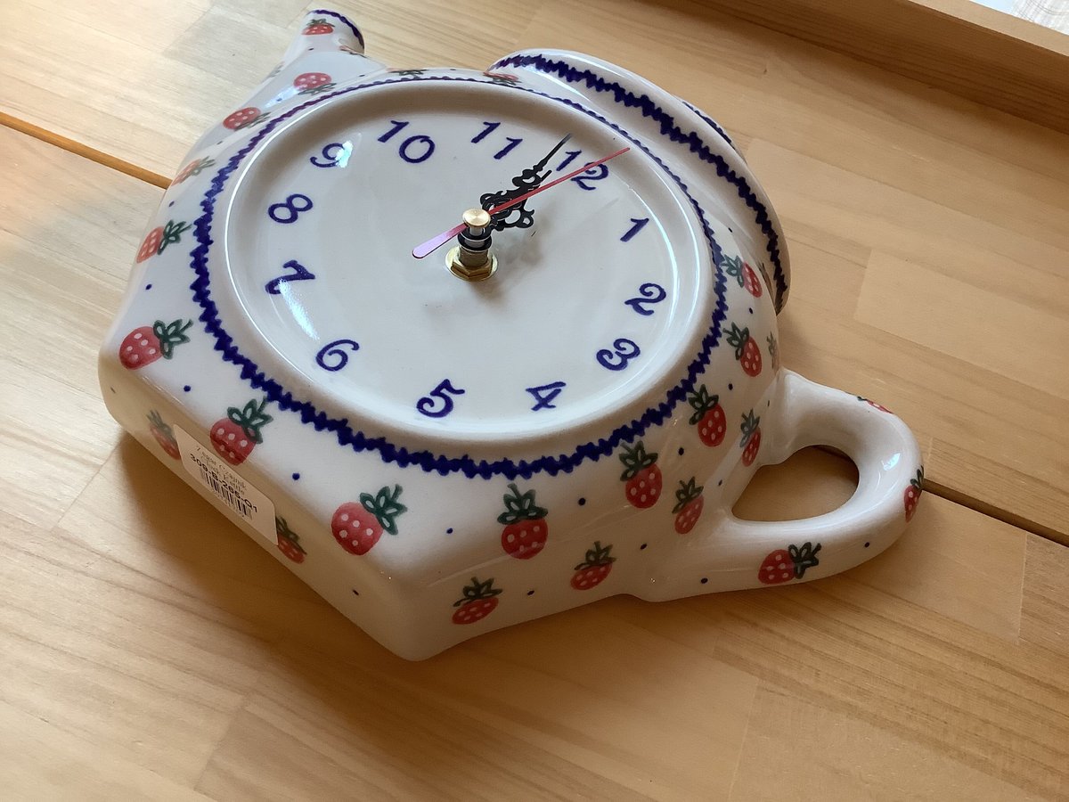 ポーリッシュポタリー＊時計　ポット ミレナ社の時計、正確です。 #ポーランド陶器 #ポーリッシュポッタリー