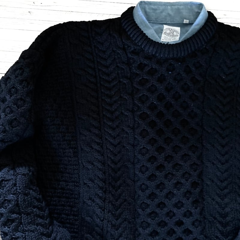 alan WOOLENMILLS FISHERMAN SWEATER BLACK | grac