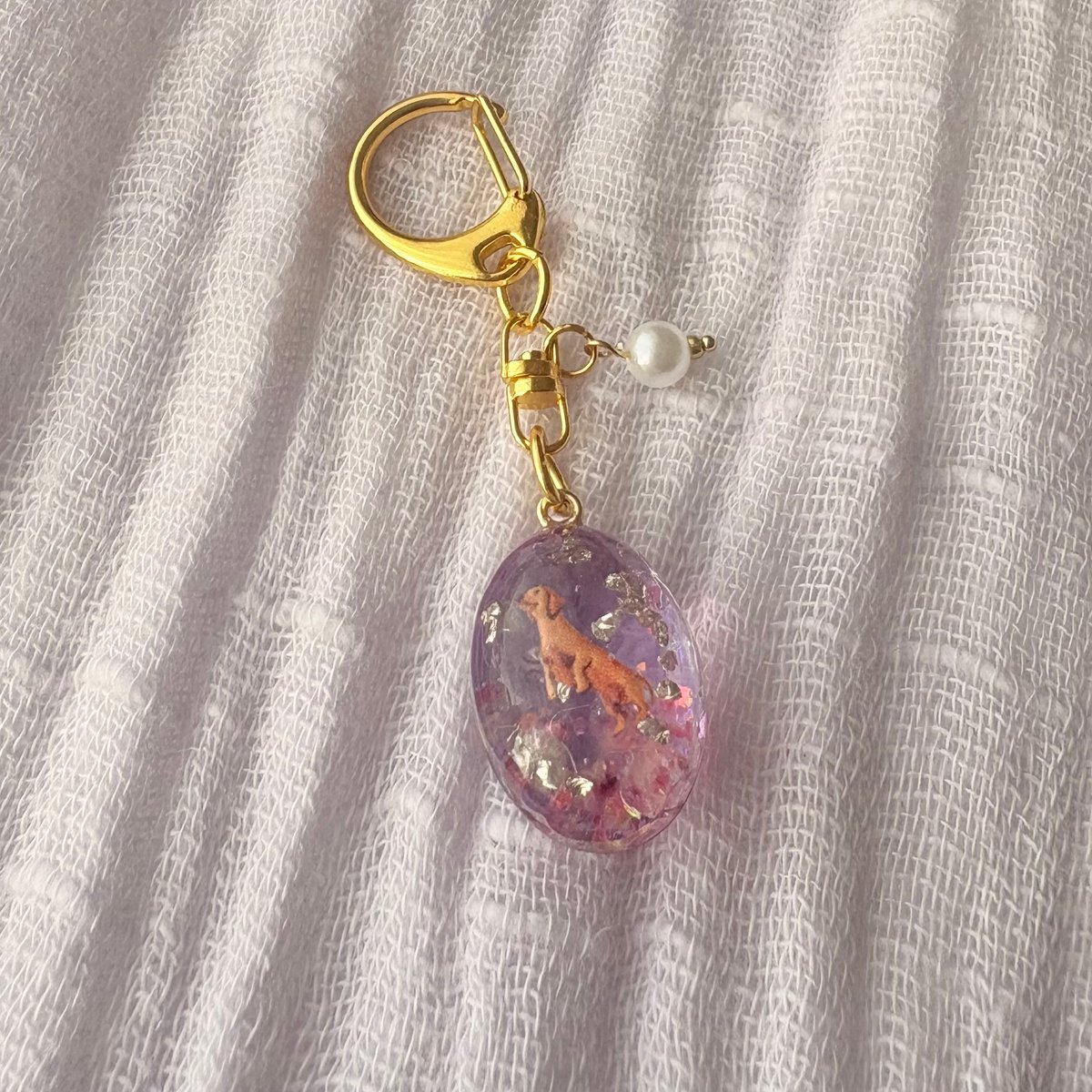 楕円球型うちの子レジンチャーム | あにまるぷりんといね