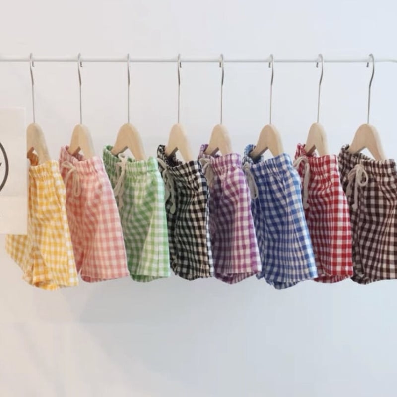 ギンガムチェックショートパンツ ＊グリーン 0060 | Rabbits