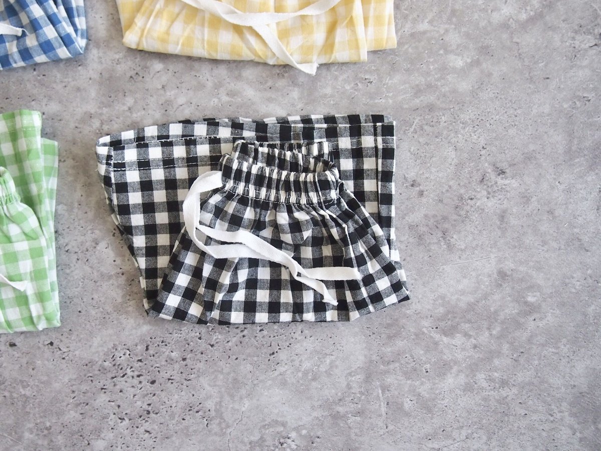 ギンガムチェックショートパンツ ＊グリーン 0060 | Rabbits