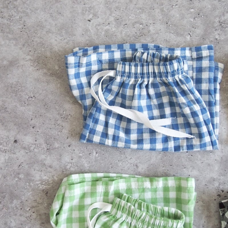 ギンガムチェックショートパンツ ＊グリーン 0060 | Rabbits