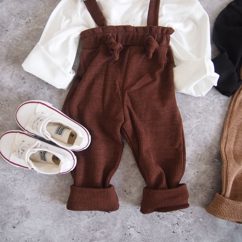 ベビー人気No.1》コーデュロイライクベビーサロペット ＊ブラウン