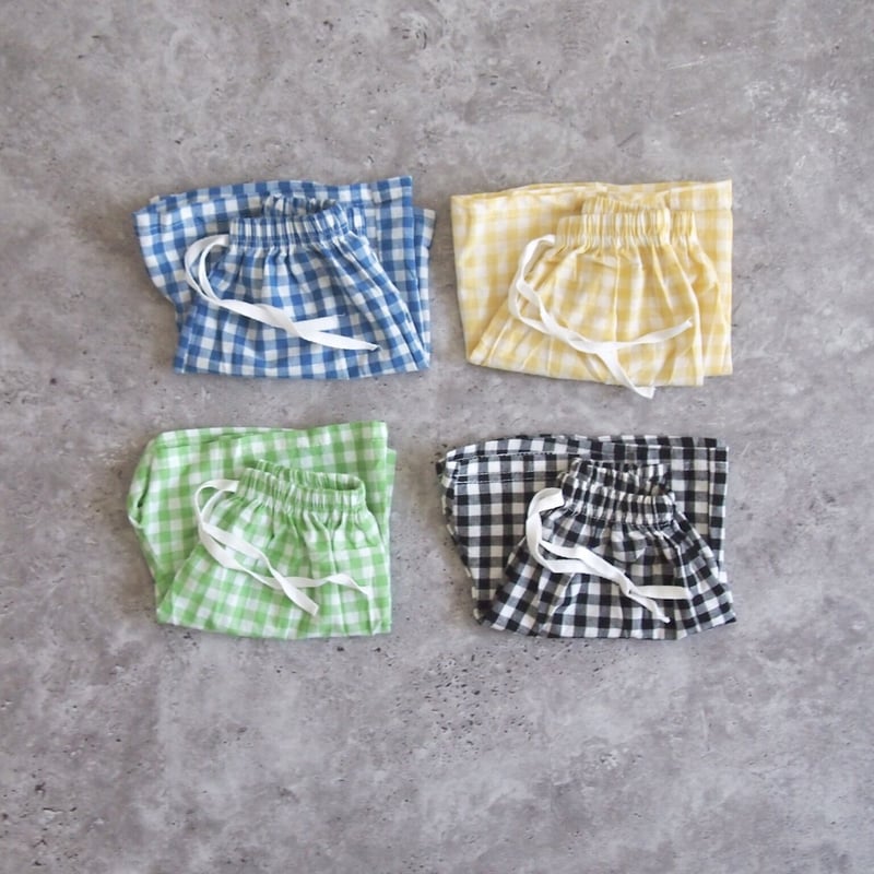 ギンガムチェックショートパンツ ＊グリーン 0060 | Rabbits