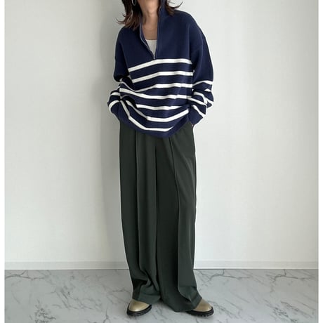 half zip border knit【K1-234131】