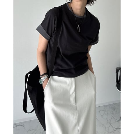 layered bicolor tee【K2-251146】