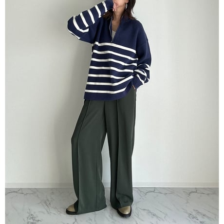 half zip border knit【K1-234131】